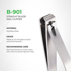 NGHIA Straight Blade Large Nail Clipper - B-901 (Stainless Steel)