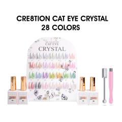 Cre8tion Cat Eye Gel 0.5oz - Crystal Collection - 28 colors w/ 1 Round Shape Magnet, 1 Magnet Duo & 1 Color Chart