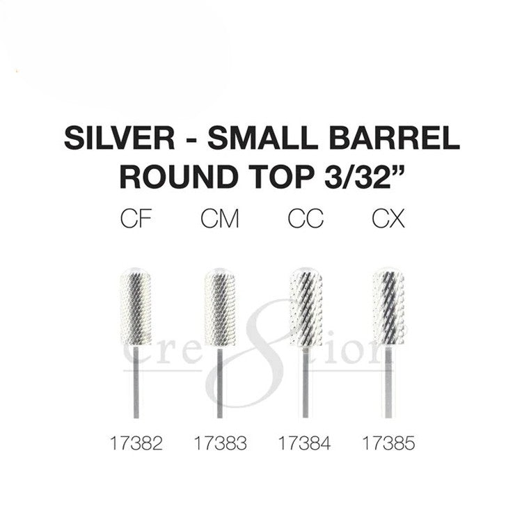 Cre8tion Silver Carbide- Small Barrel-Round Top- 3/32"