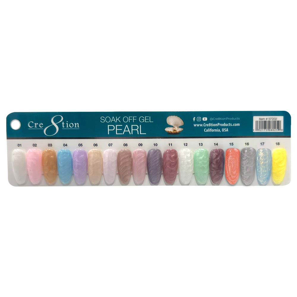 Cre8tion Color Chart - Pearl Gel 18 colors