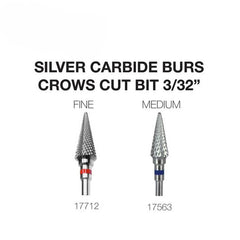 Cre8tion Silver Carbide Burs For Nails - Crows Cut Bit 3/32"