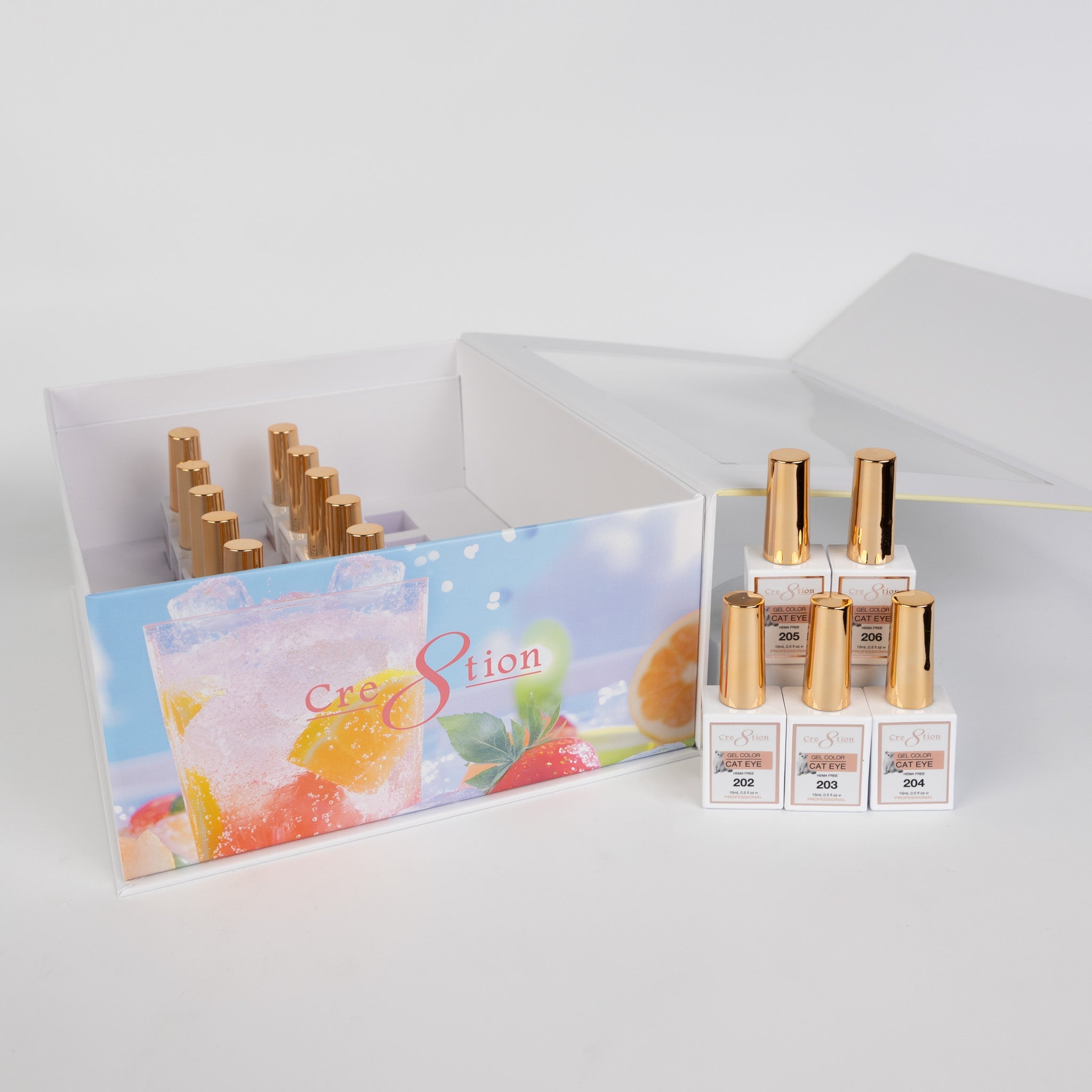 Cre8tion Cat Eye Fruits Kit - 18 Colors (#202 - #219) w/ 1 Acrylic Booklet & 2 Magnet Tools