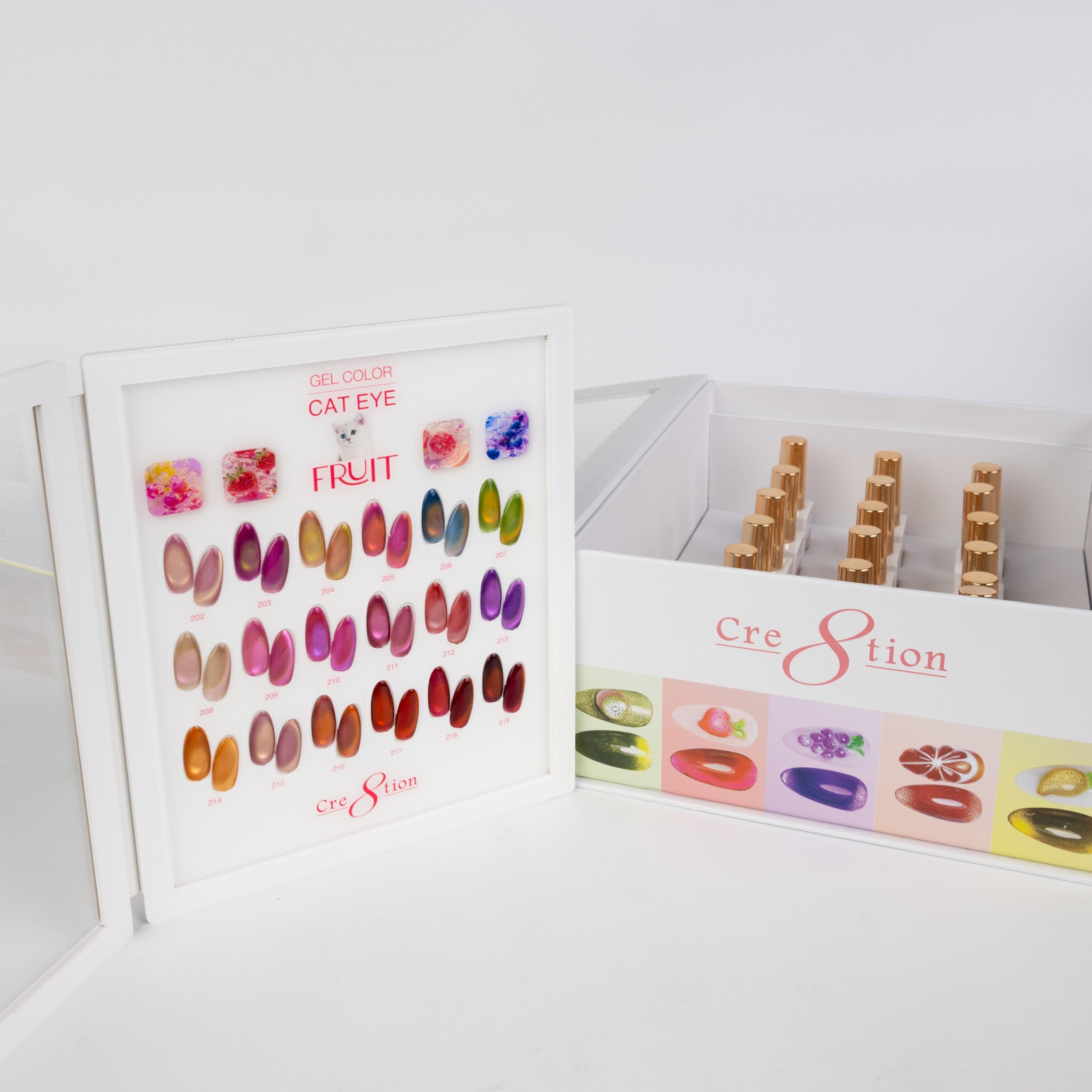 Cre8tion Cat Eye Fruits Kit - 18 Colors (#202 - #219) w/ 1 Acrylic Booklet & 2 Magnet Tools