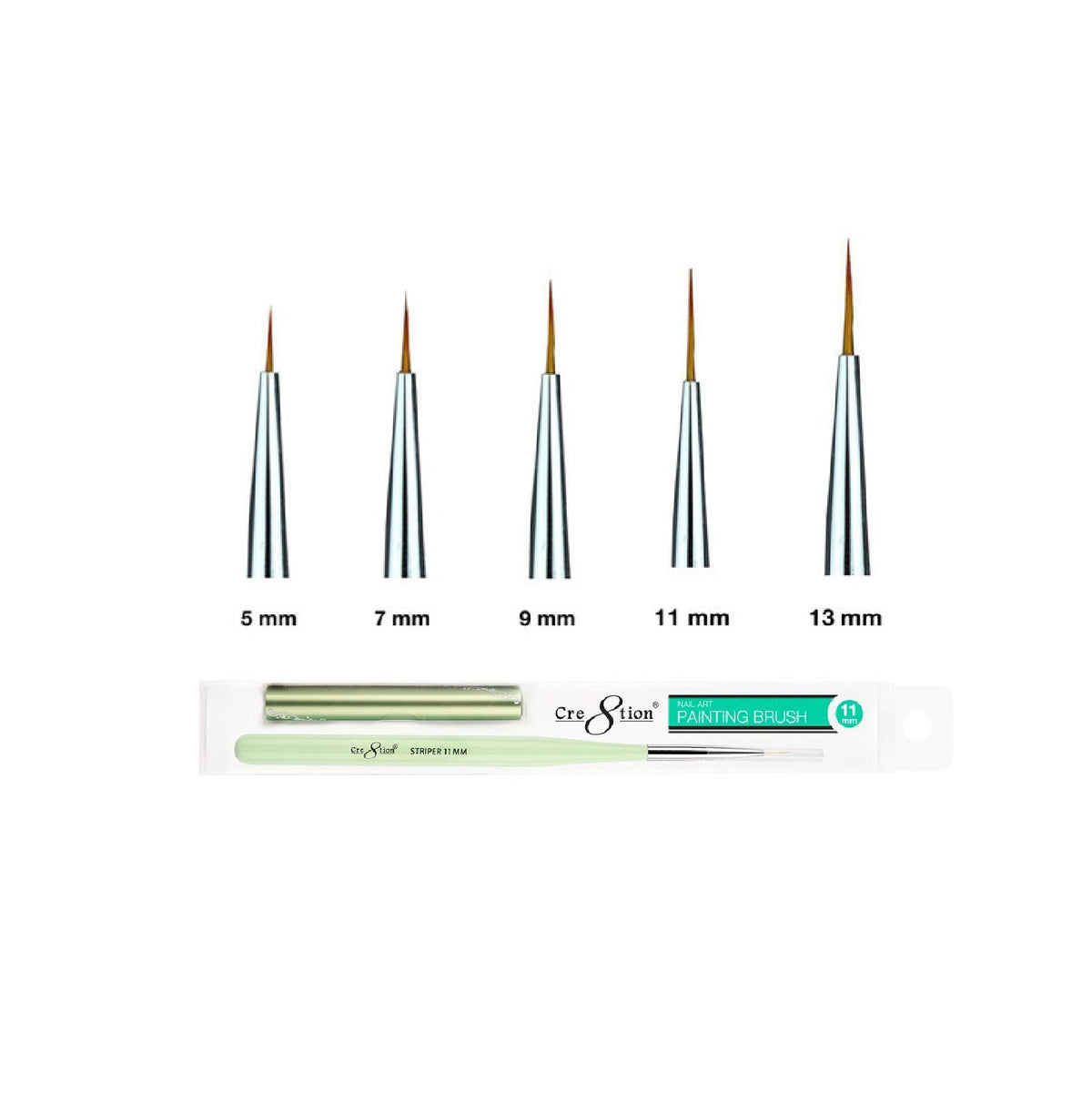 [Bonus Combo] Cre8tion Detail Nail Art Brush Combo 5 Sizes #5mm, #7mm, #9mm, #11mm, #13mm