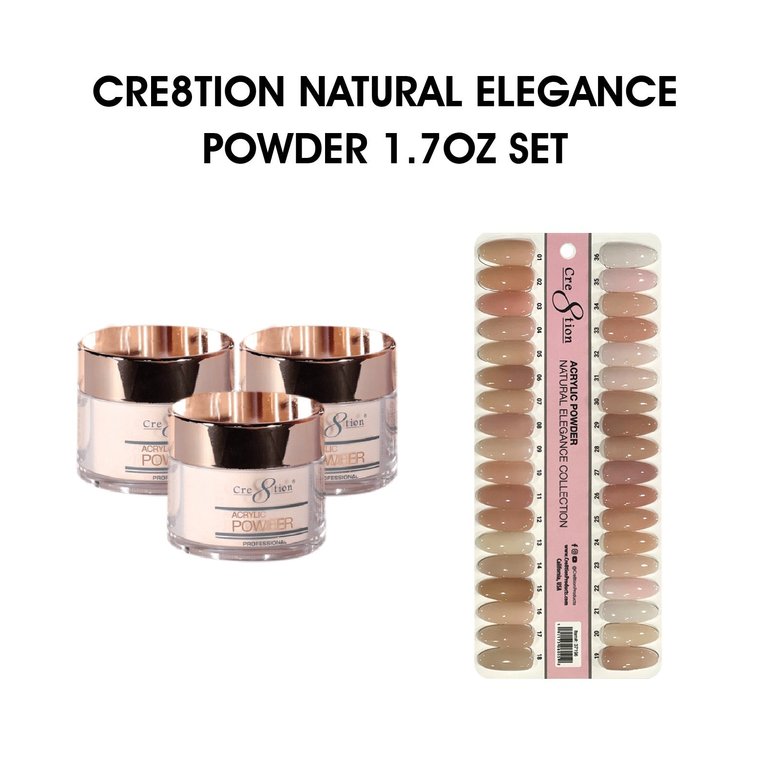 Cre8tion Natural Elegance Powder - Full Set 36 Colors w/ 1 Set Color Chart
