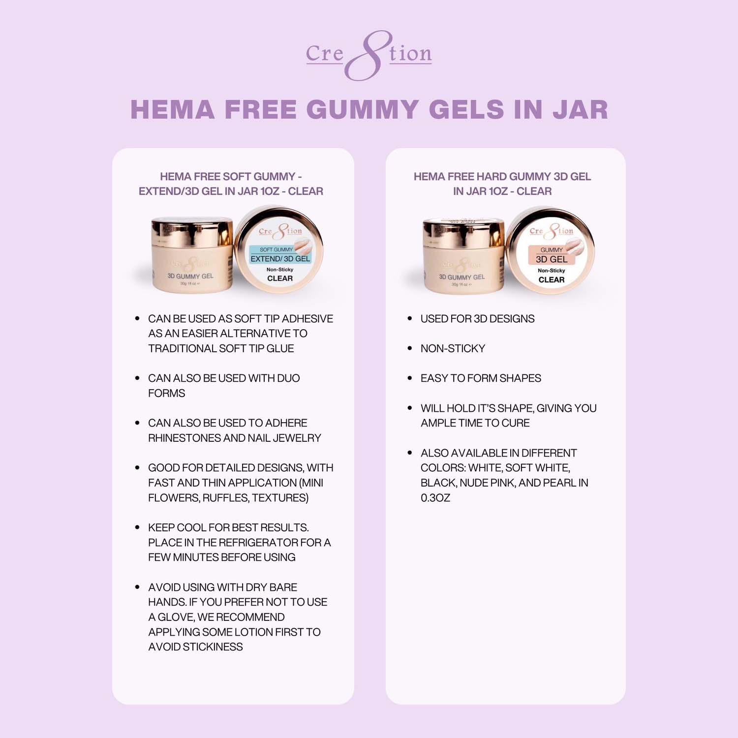 Cre8tion Hema Free Hard Gummy 3D Gel in Jar 1oz - Clear