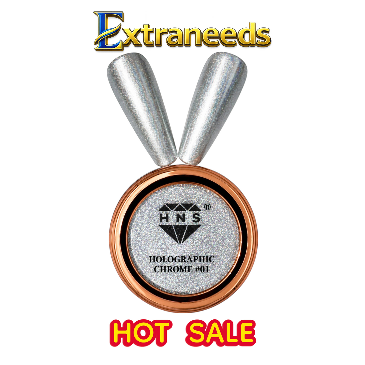 HNS DIAMOND HOLOGRAPHIC CHROME  POWDER 12 COLORS COLECCTION free 2 base chorme HNS