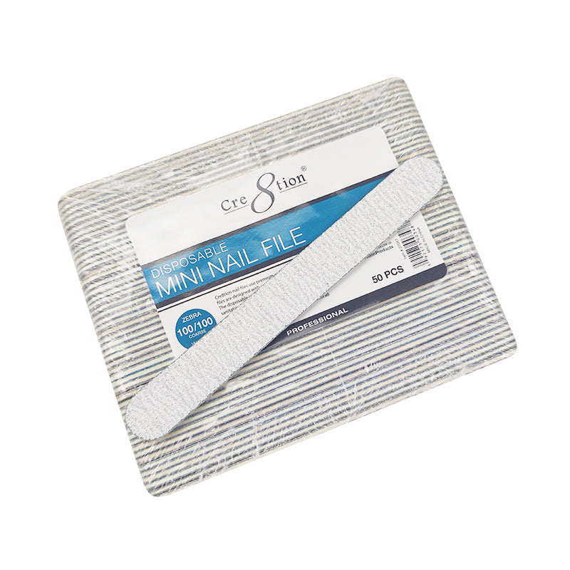 Cre8tion Mini Nail File Wood Center Zebra Grit (50 pcs./pack)