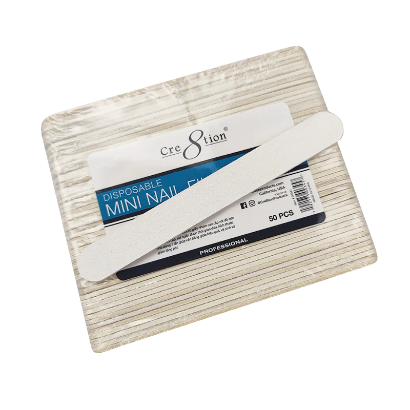 Cre8tion Mini Nail File Wood Center White Grit (50 pcs./pack)