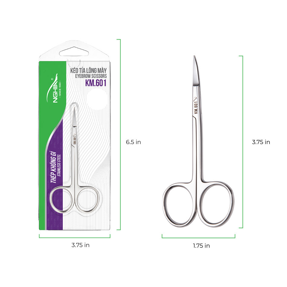 NGHIA Curve Eyebrow Scissors - KM-601 (Stainless Steel)