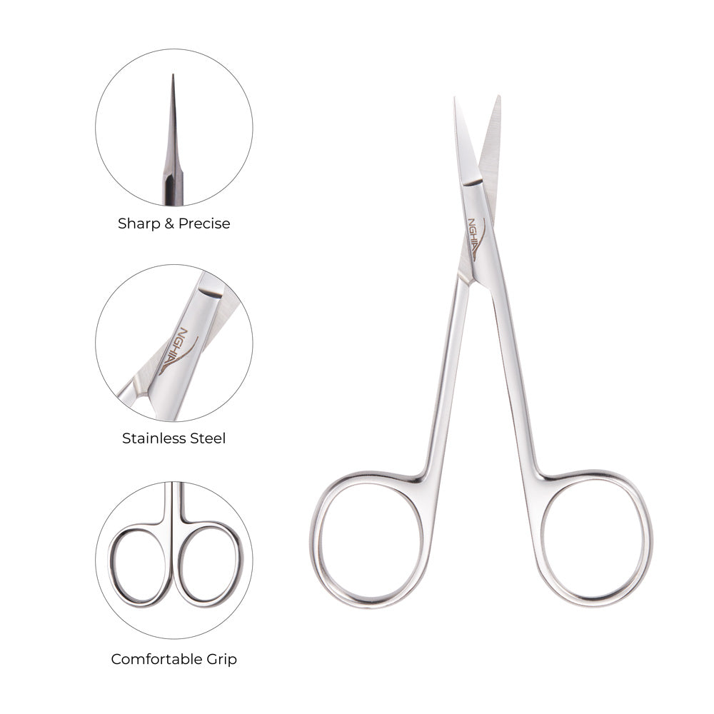 NGHIA Straight Eyebrow Scissors - KM-603 (Stainless Steel)