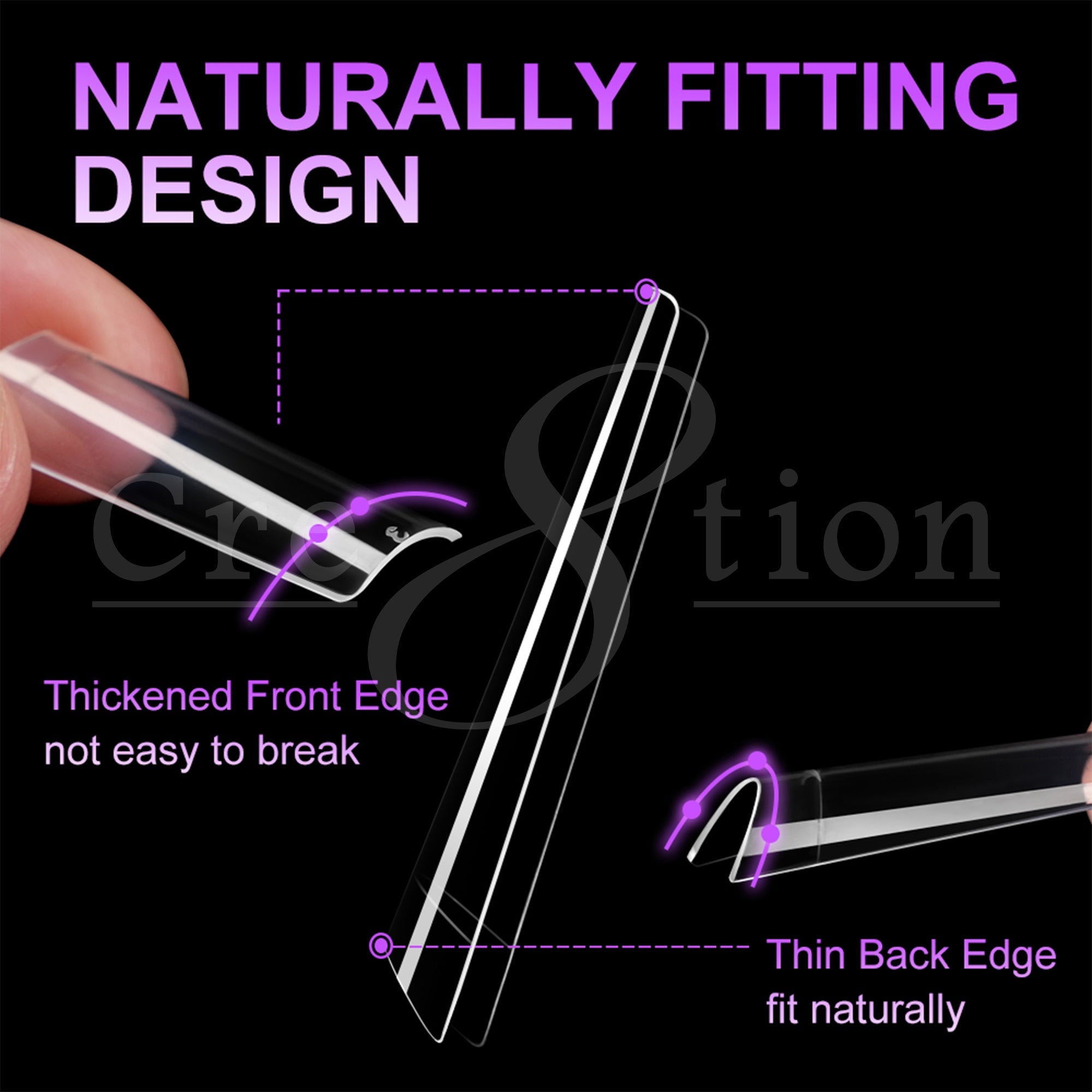 Cre8tion Special Shape Tip Square Clear - Long