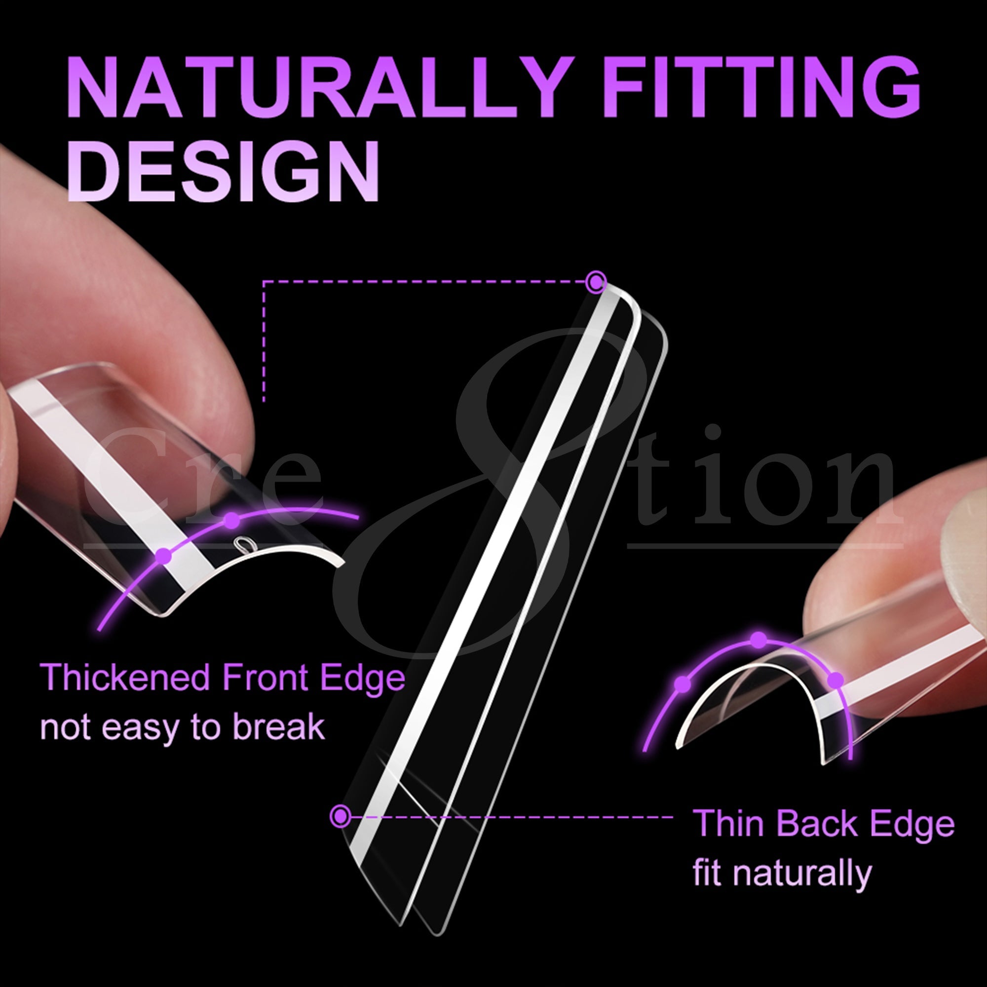 Cre8tion Special Shape Tip Square Clear - Medium