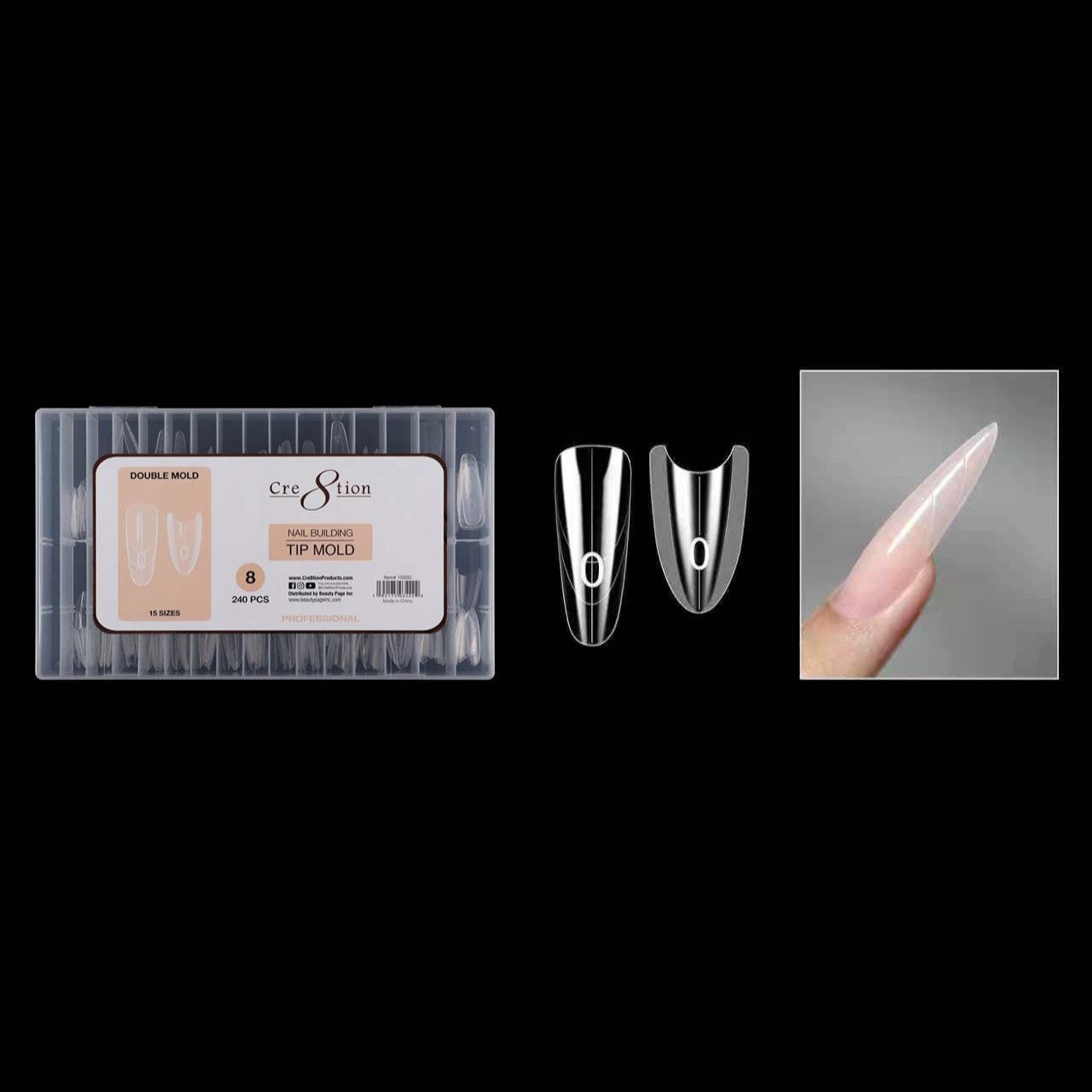 Cre8tion Nail Building Tip Double Mold 08 240pcs