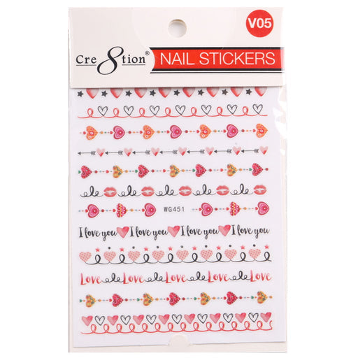 Cre8tion Nail Art Sticker Valentine (12 Styles)