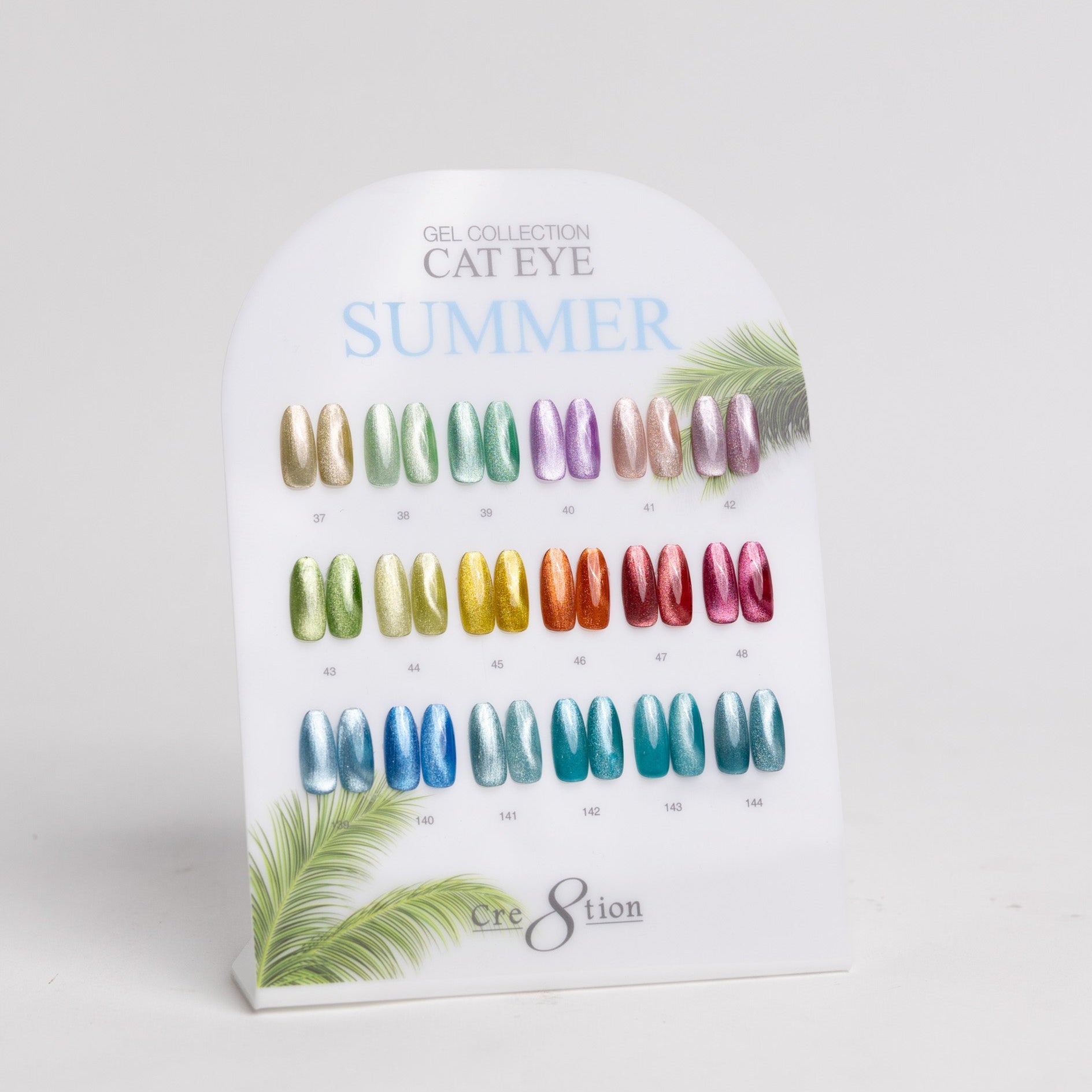 Cre8tion Cat Eye Gel 0.5oz - Summer Collection - 18 colors (#37-48 & #139-144) w/ 1 Round Shape Magnet, 1 Magnet Duo & 1 Color Chart