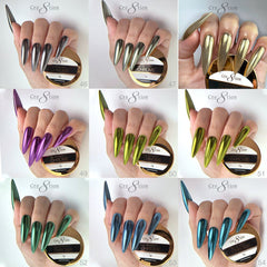 Cre8tion Chrome Nail Art Effect 1g - Full set 18 Colors (#37 - #54) w/ 1 Chrome Base & 1 Chrome Top 0.5oz