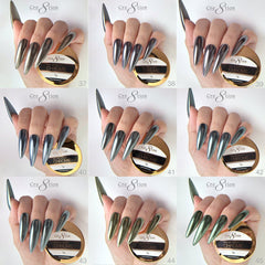 Cre8tion Chrome Nail Art Effect 1g - Full set 18 Colors (#37 - #54) w/ 1 Chrome Base & 1 Chrome Top 0.5oz