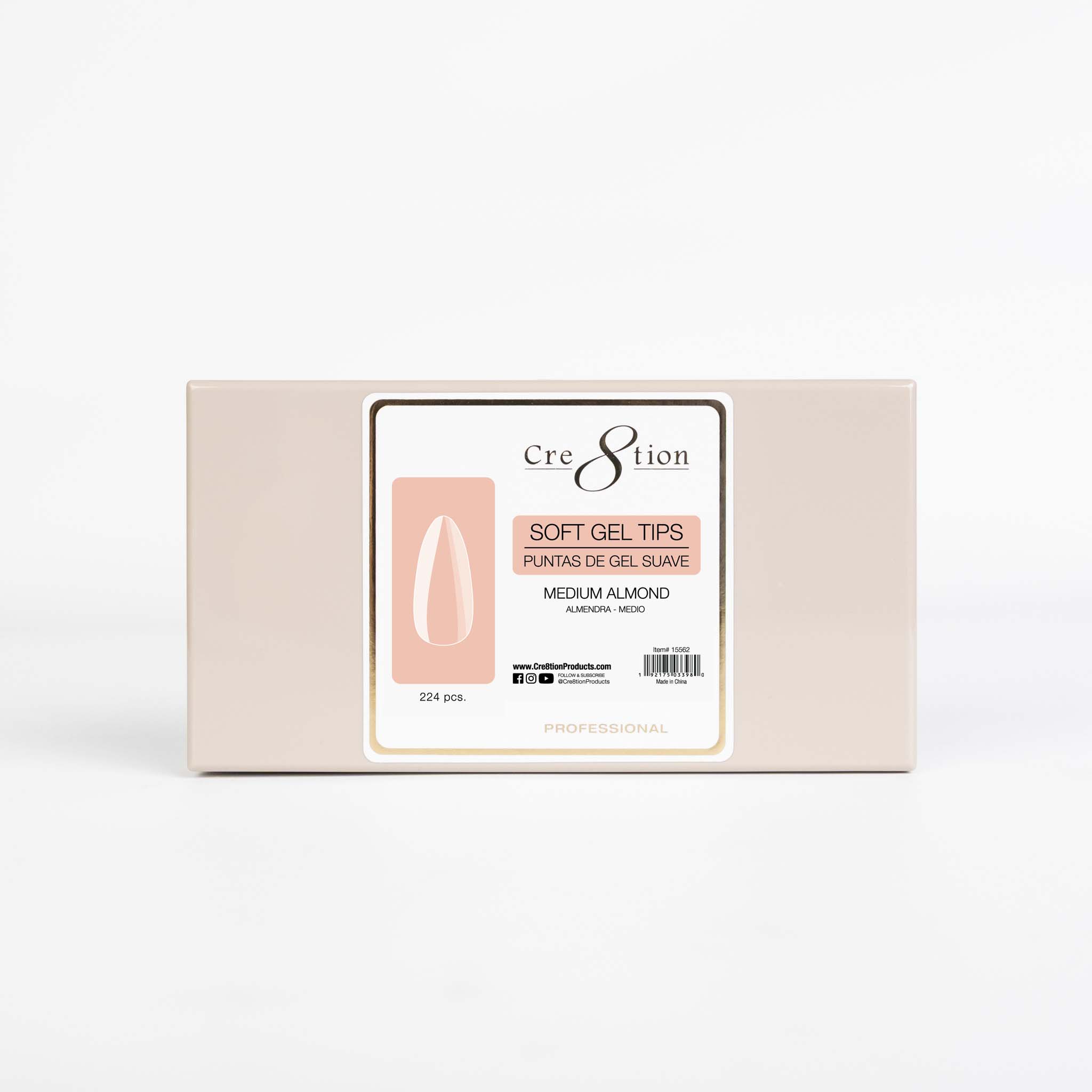Cre8tion Soft Gel Tips - Almond Mini Box 224pcs