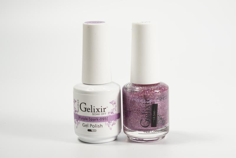 Gelixir Nail Polish Gel & Matching Lacquer Purple Spark 1 PK #095